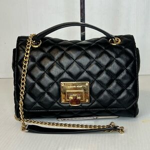 Michael Kors Vivianne Black Quilted Leather on chain Bag